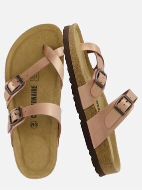 Women's Rose Metallic Double-Buckle Cork Sandals